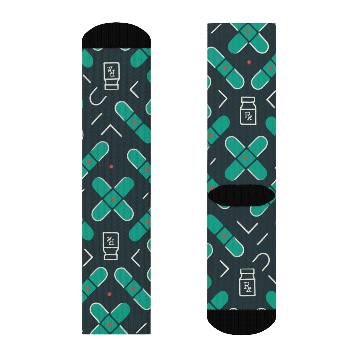Pharmacist Grade Capsule Lattice On Charcoal unique graphic crew socks