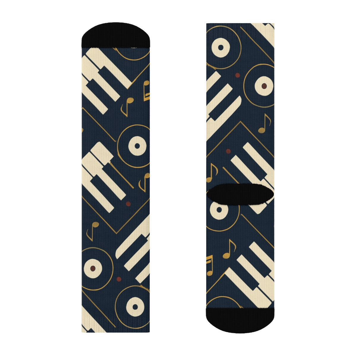 Piano Keys In Musician Chevron designer printed crew socks