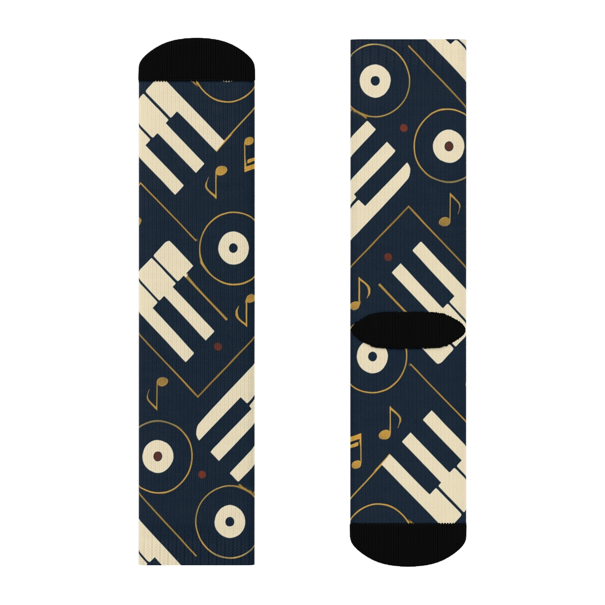Piano Keys In Musician Chevron designer printed crew socks