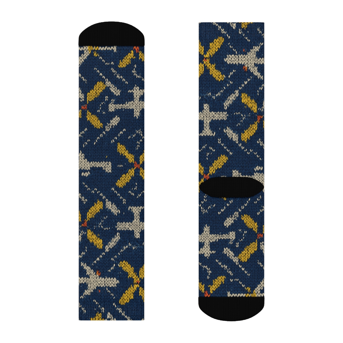 Pilot Propeller Chevron On Navy Blue Background personalized crew socks
