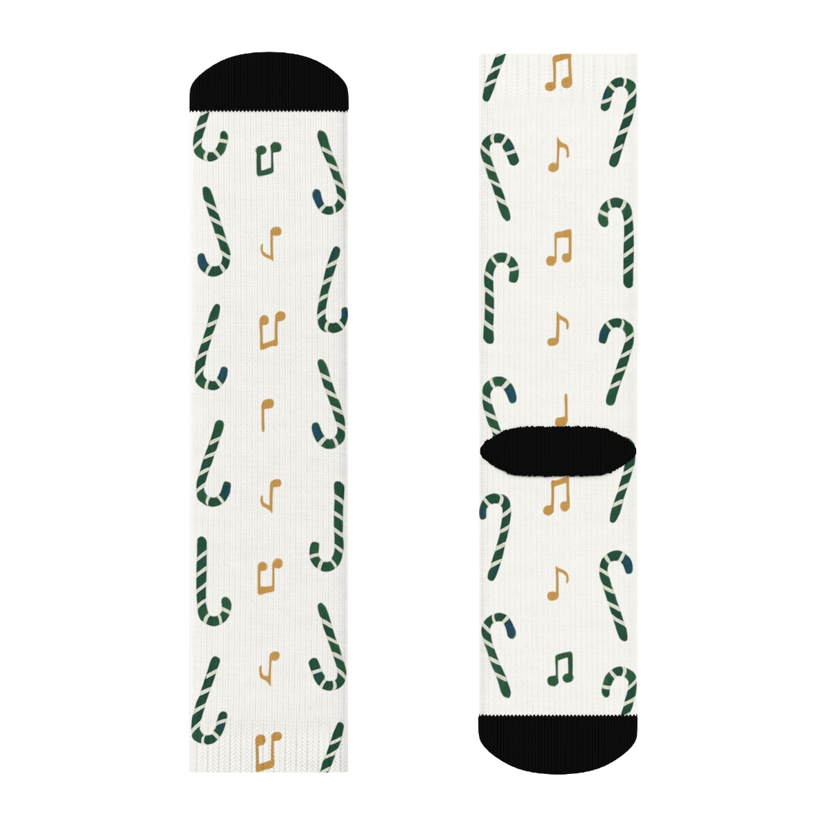 Pine Green Fox Carol Stripe Repeat On White Background premium sports crew socks