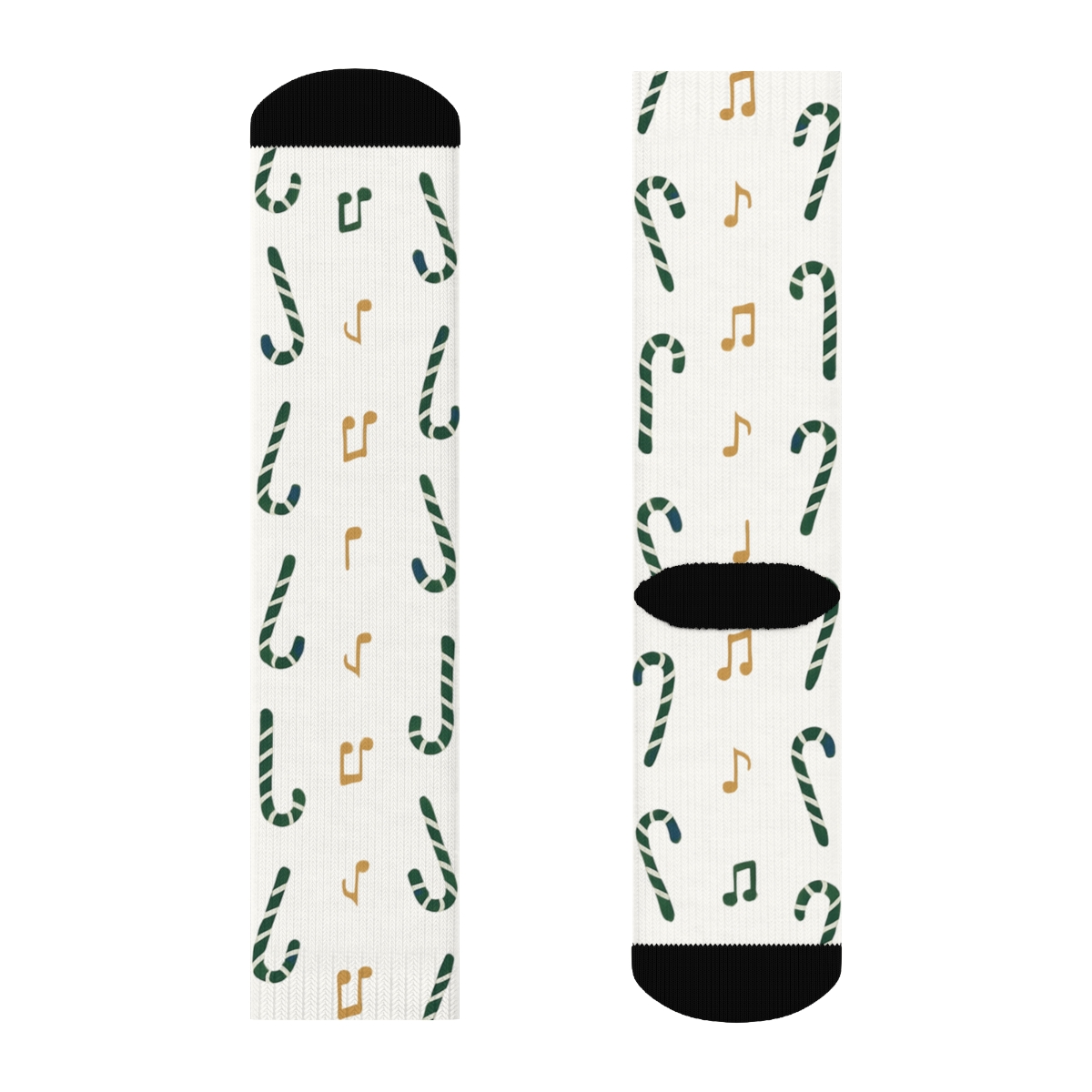 Pine Green Fox Carol Stripe Repeat On White Background premium sports crew socks