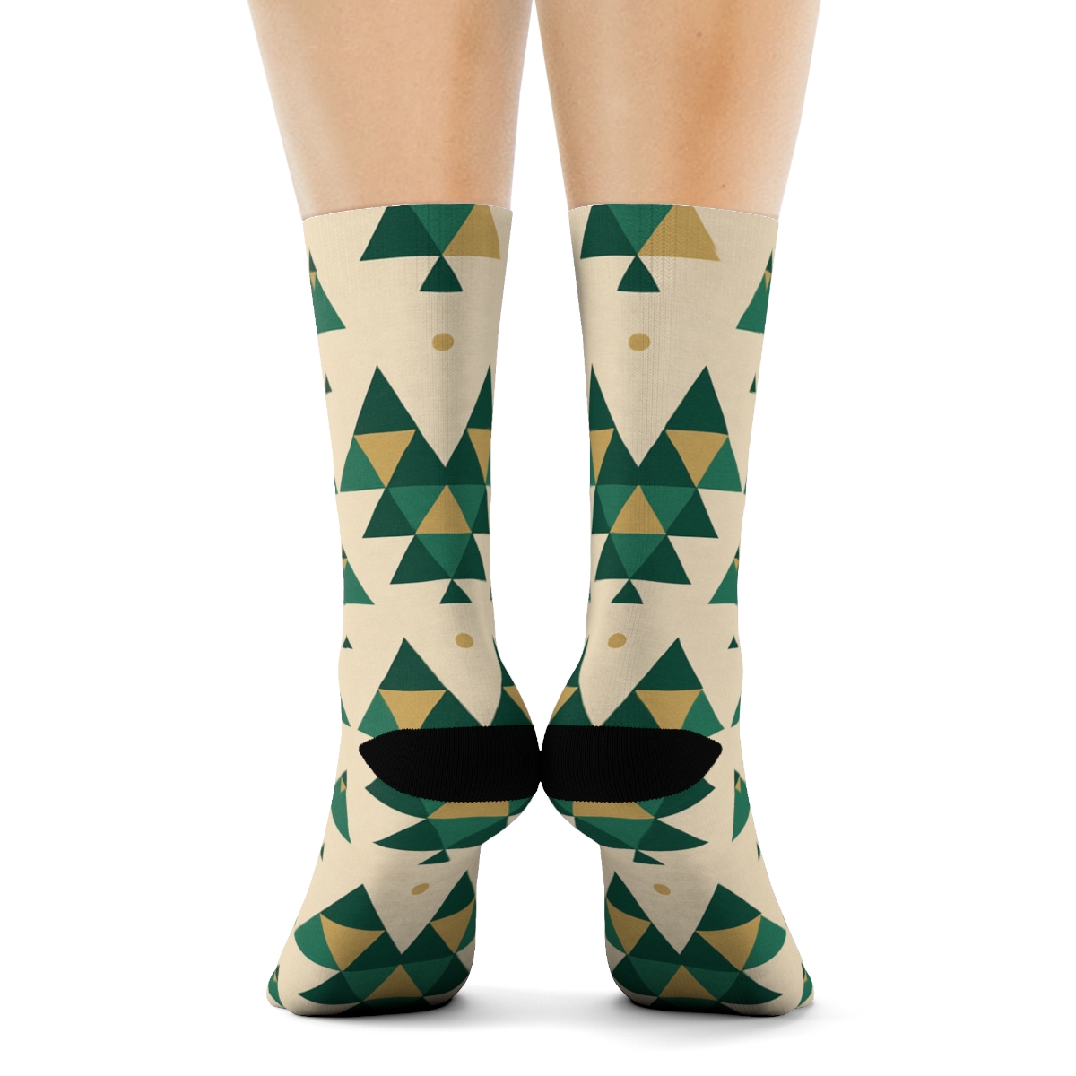 Pine Tree Mosaic Holiday custom crew socks