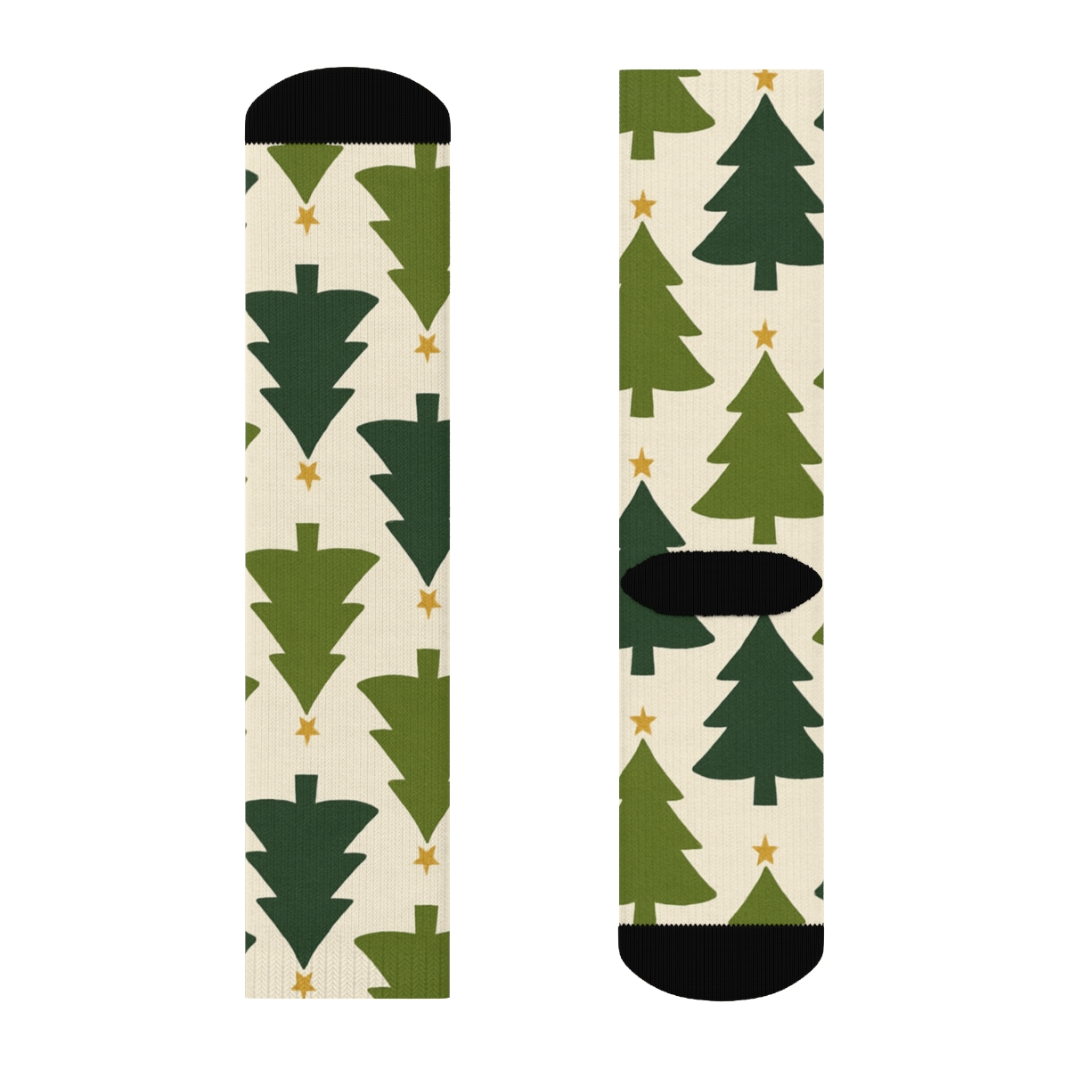 Pine Tree Stencil Pattern Holiday Edition personalized crew socks