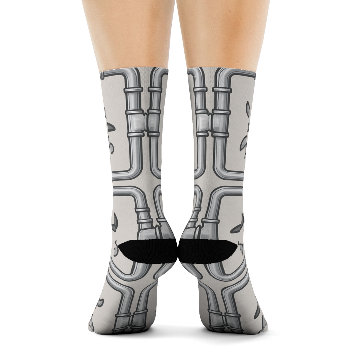 Pipe Lattice With Plumber Tools Interior designer printed crew socks