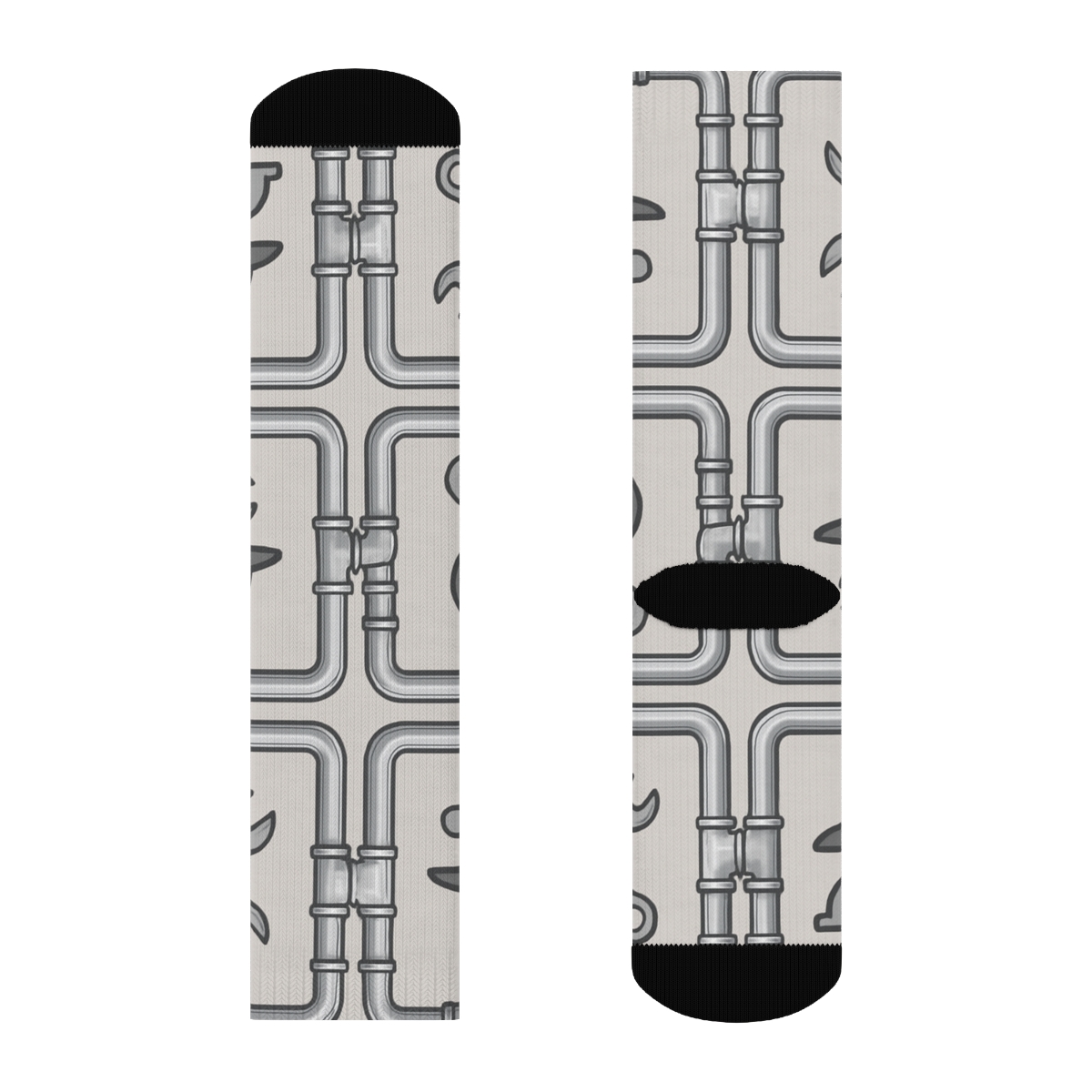 Pipe Lattice With Plumber Tools Interior designer printed crew socks
