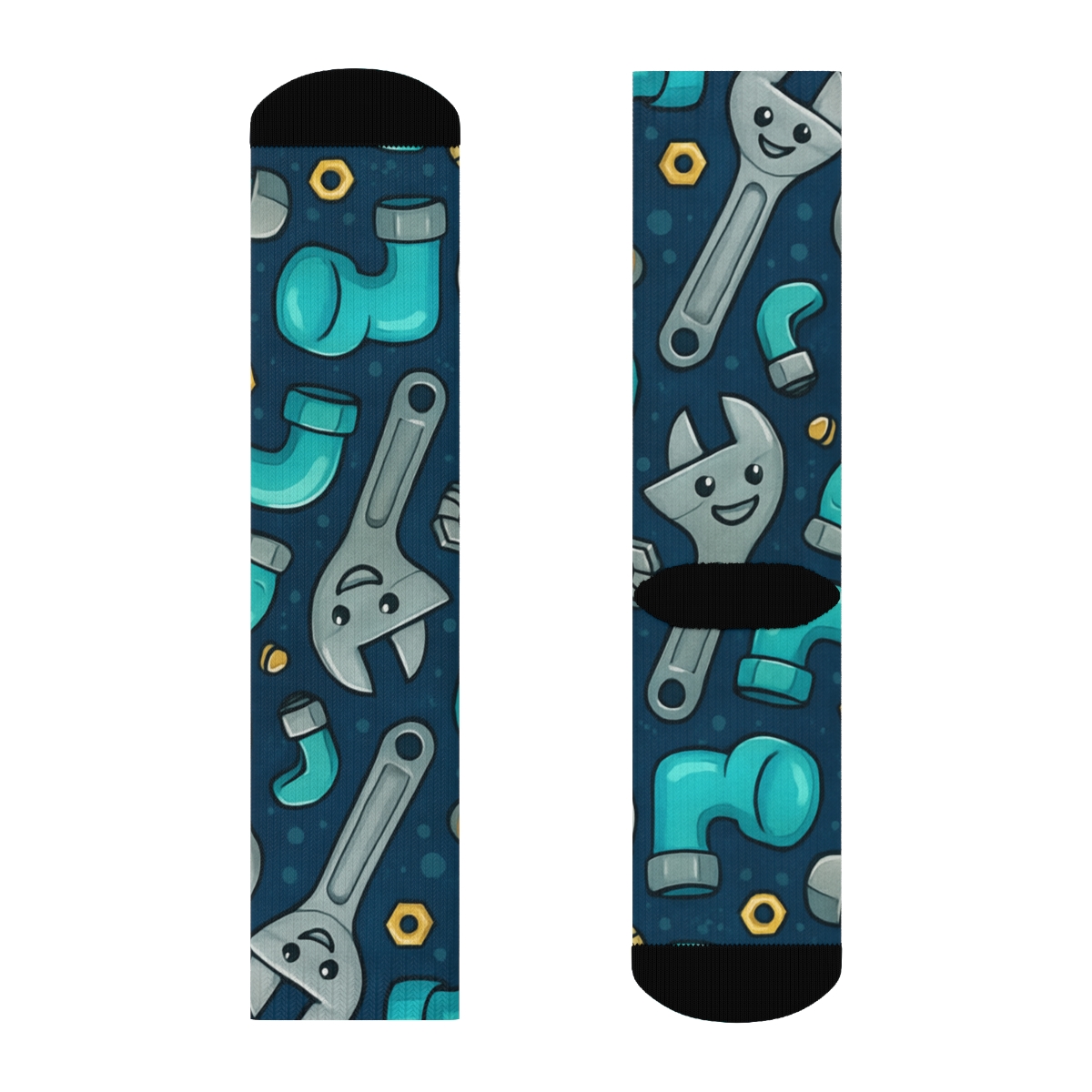 Pipework Party Pattern, Plumber Edition unique graphic crew socks