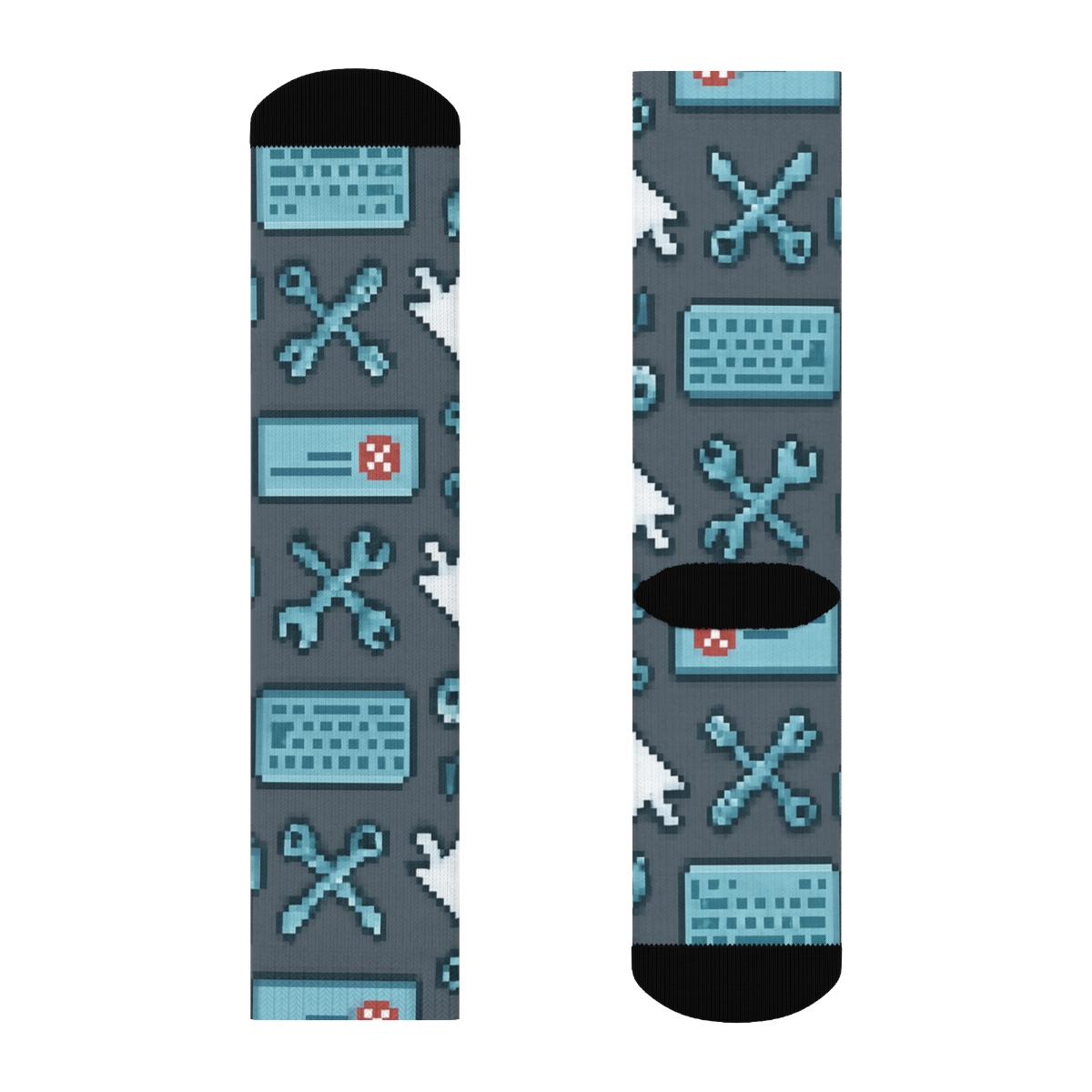 Pixel Art It Support Specialist Icon Grid comfortable cotton crew socks