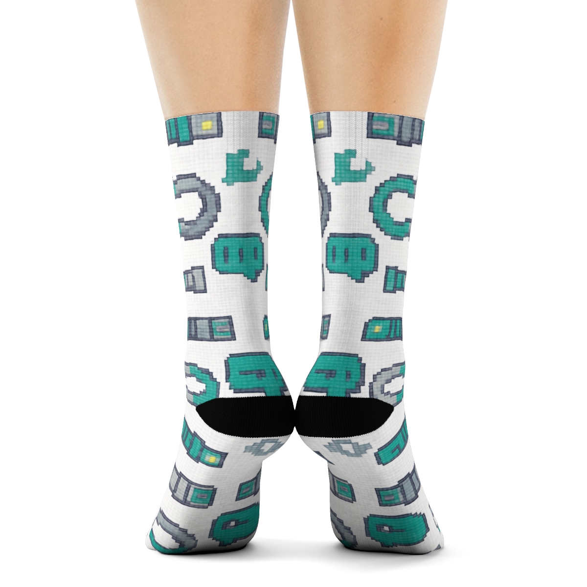Pixel Art Ribbon Pattern With It Support Specialist custom crew socks