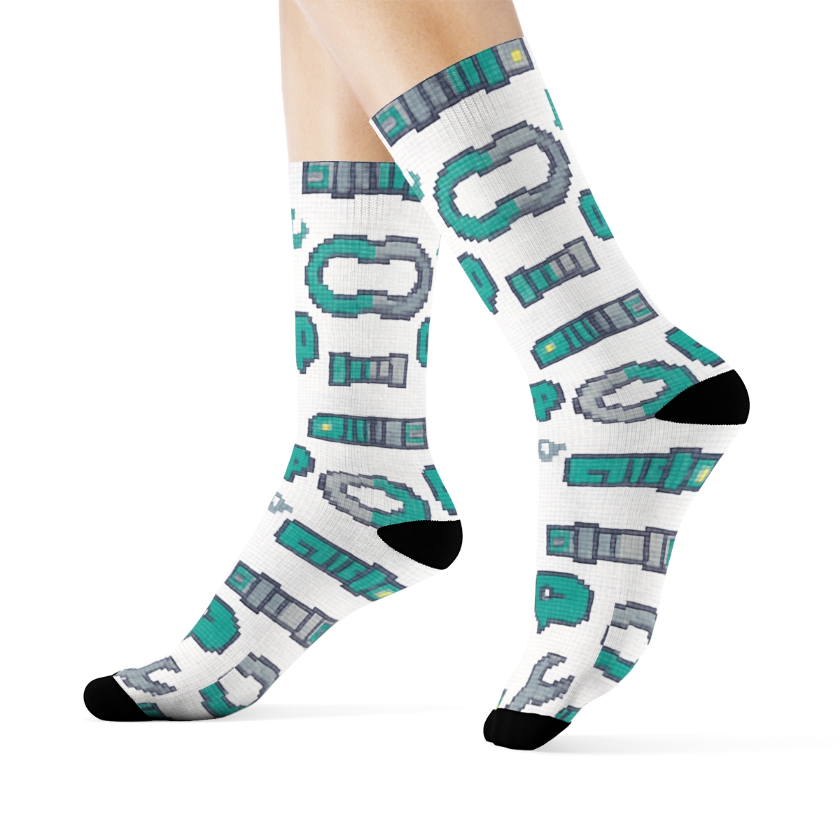Pixel Art Ribbon Pattern With It Support Specialist custom crew socks