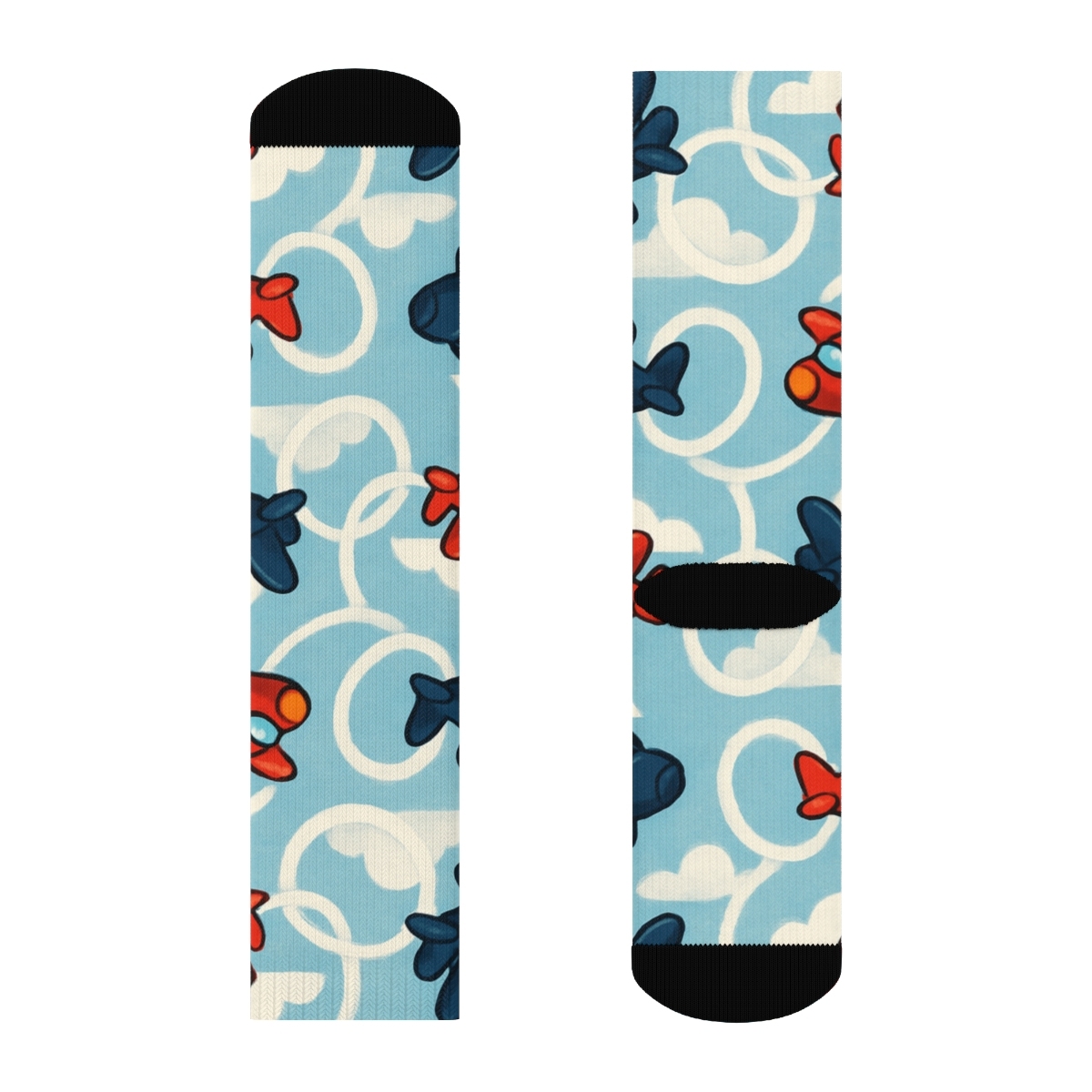 Playful Airplane Race Scene Repeat Pattern soft everyday crew socks