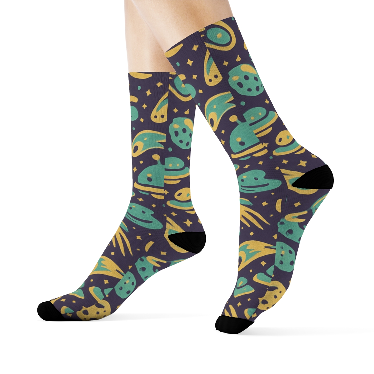 Playful Astro Mosaic trendy patterned crew socks