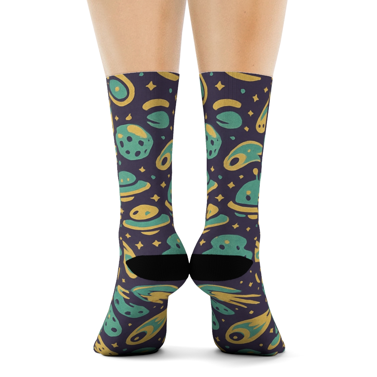 Playful Astro Mosaic trendy patterned crew socks