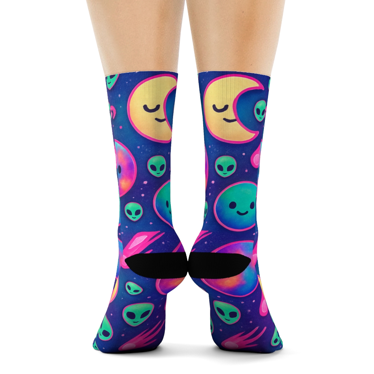 Playful Planetary Tessellation comfortable cotton crew socks