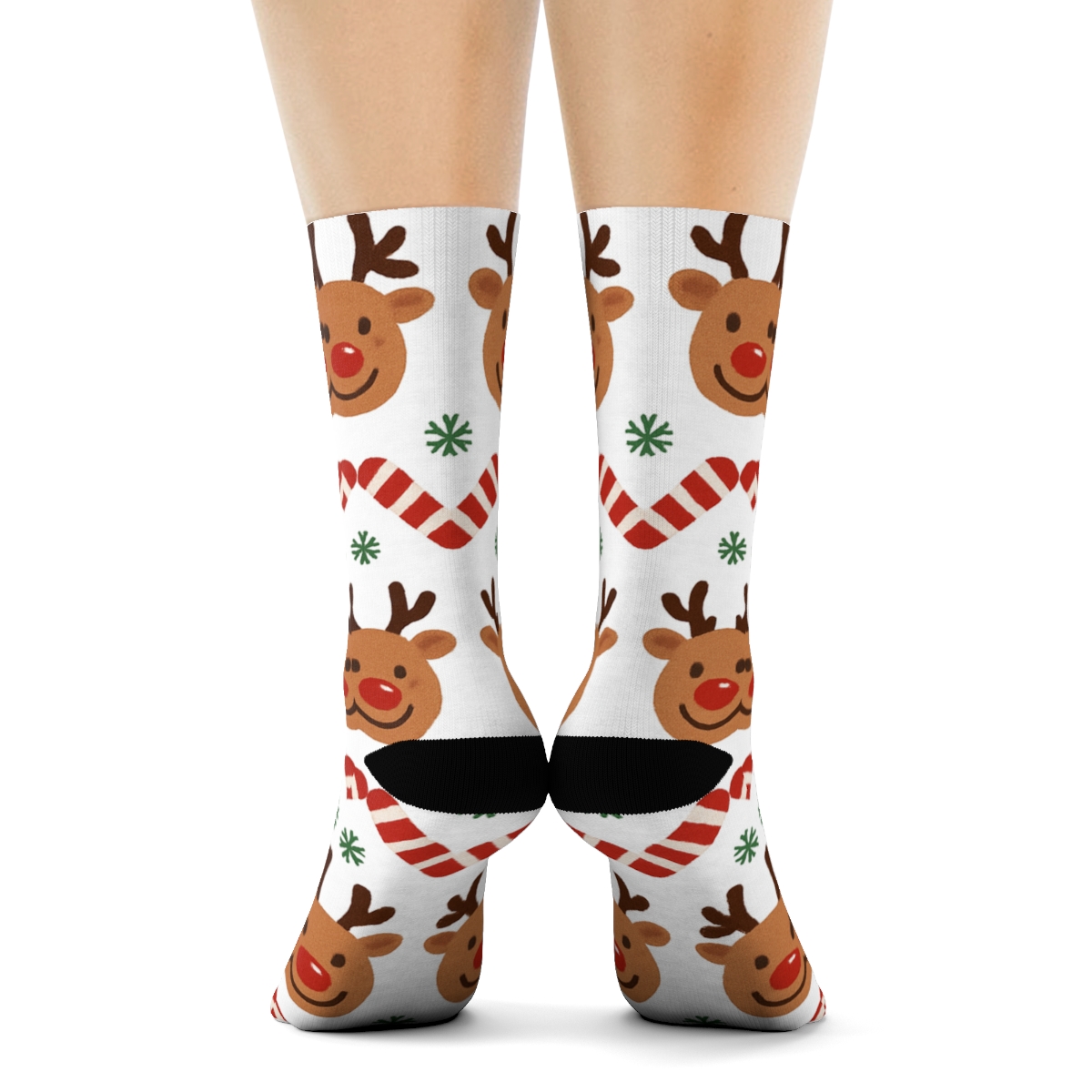 Playful Reindeer Stripe Bands stylish athletic crew socks
