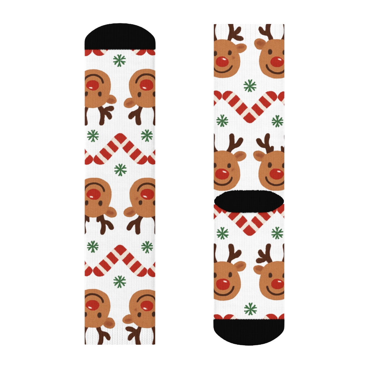 Playful Reindeer Stripe Bands stylish athletic crew socks