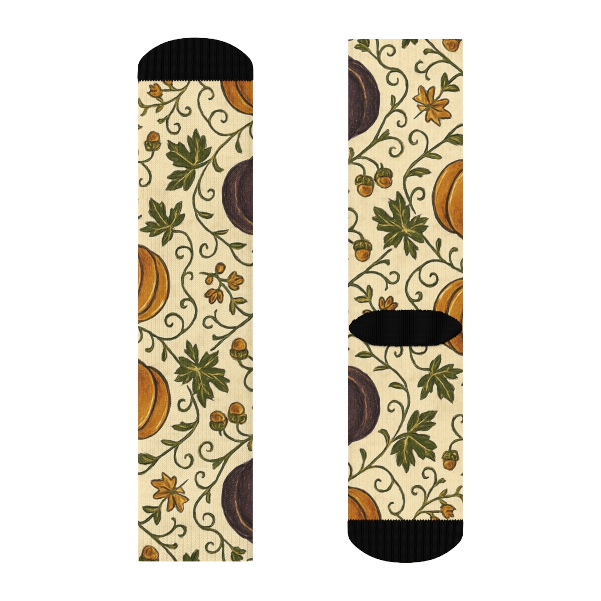 Plum Pumpkin Patch Mirror Tile On Creamy Beige Background stylish athletic crew socks