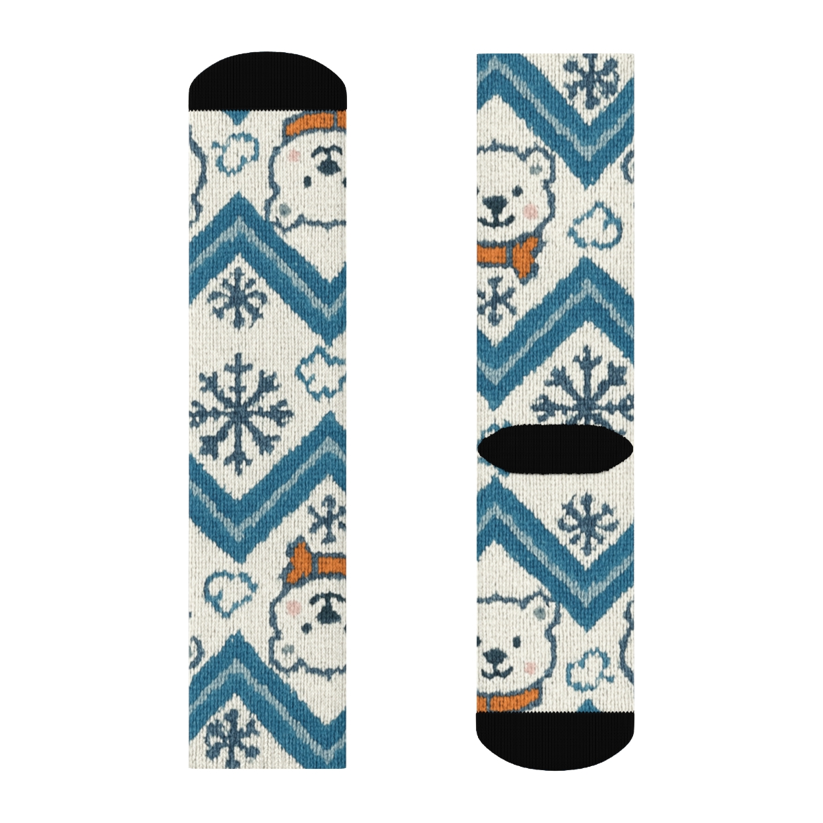 Polar Bear Knitted Chevron Snow Party personalized crew socks
