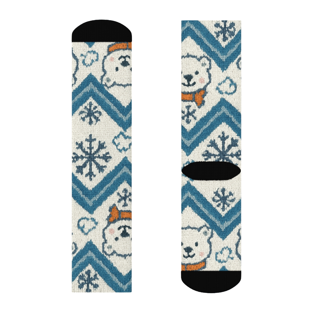 Polar Bear Knitted Chevron Snow Party personalized crew socks