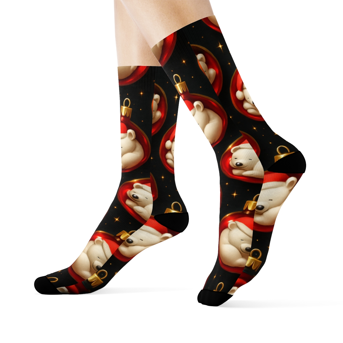 Polar Bear Ornament Galaxy premium sports crew socks