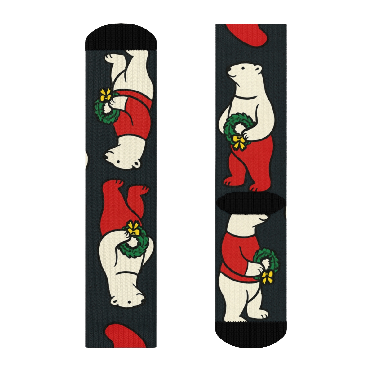 Polar Bear Stocking Checkerboard On Charcoal Background custom crew socks