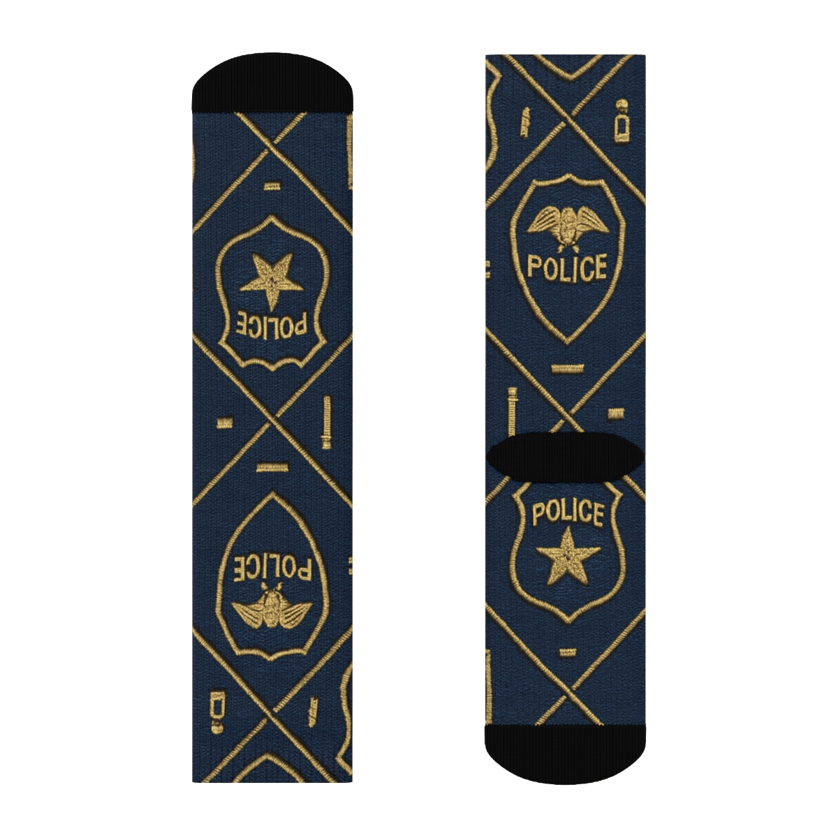 Police Officer Patchwork Badge Lattice personalized crew socks