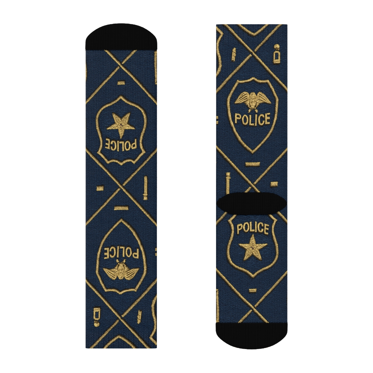 Police Officer Patchwork Badge Lattice personalized crew socks