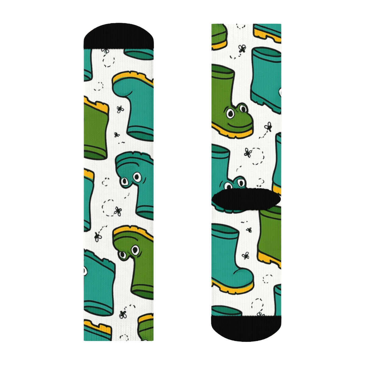 Pond Parade Frog Boot Pattern soft everyday crew socks