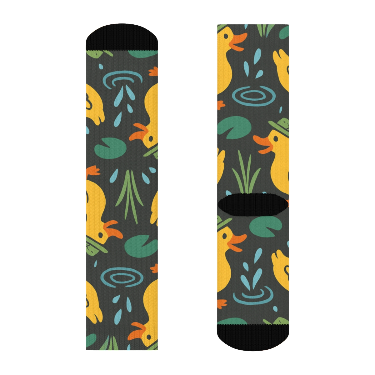 Pond Party Tiles With Quacking Duck comfortable cotton crew socks