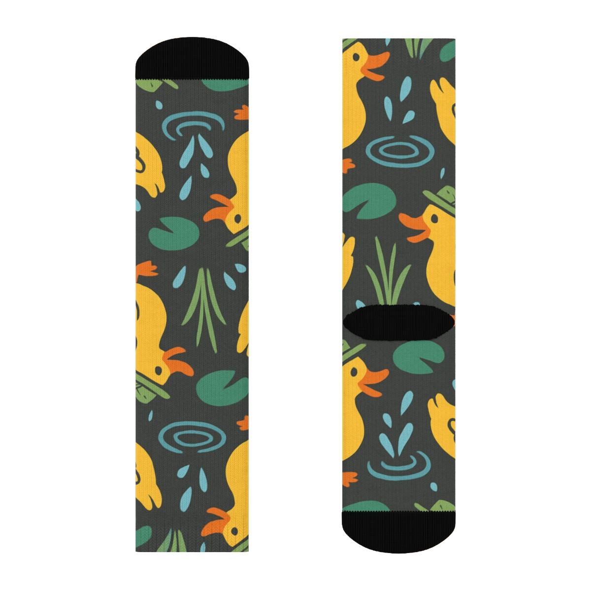Pond Party Tiles With Quacking Duck comfortable cotton crew socks