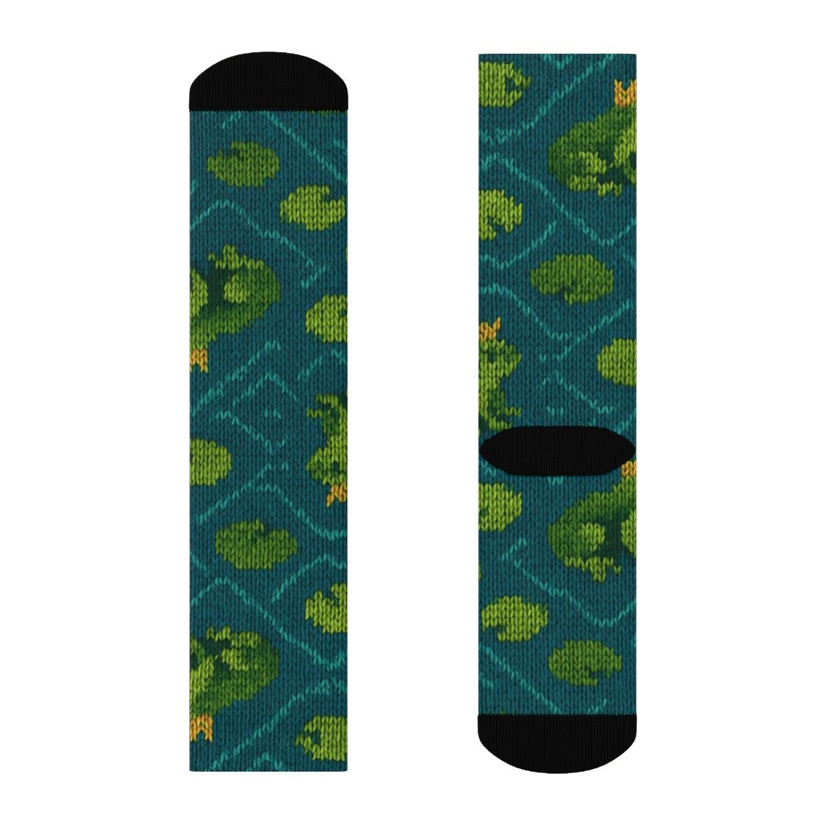 Pond Rhythm With Frog Crowns comfortable cotton crew socks