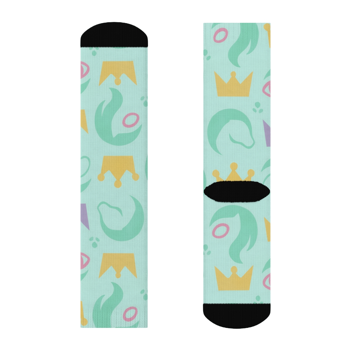 Pony Crown Lattice On Pastel Blue Background unique graphic crew socks