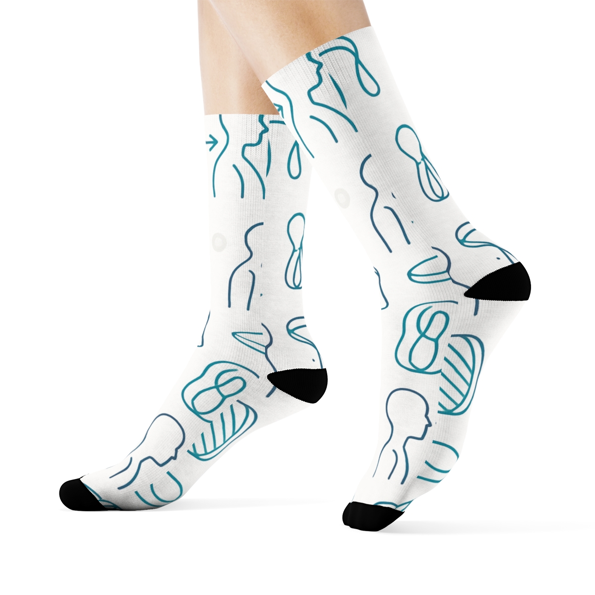 Postural Corrections With Physical Therapist Icons comfortable cotton crew socks