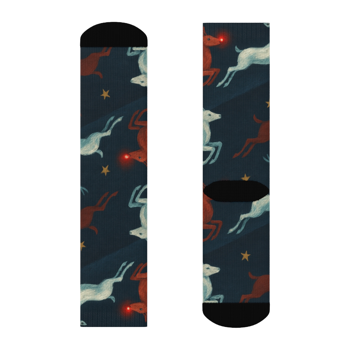 Prancing Reindeer Wave With Rudolph comfortable cotton crew socks