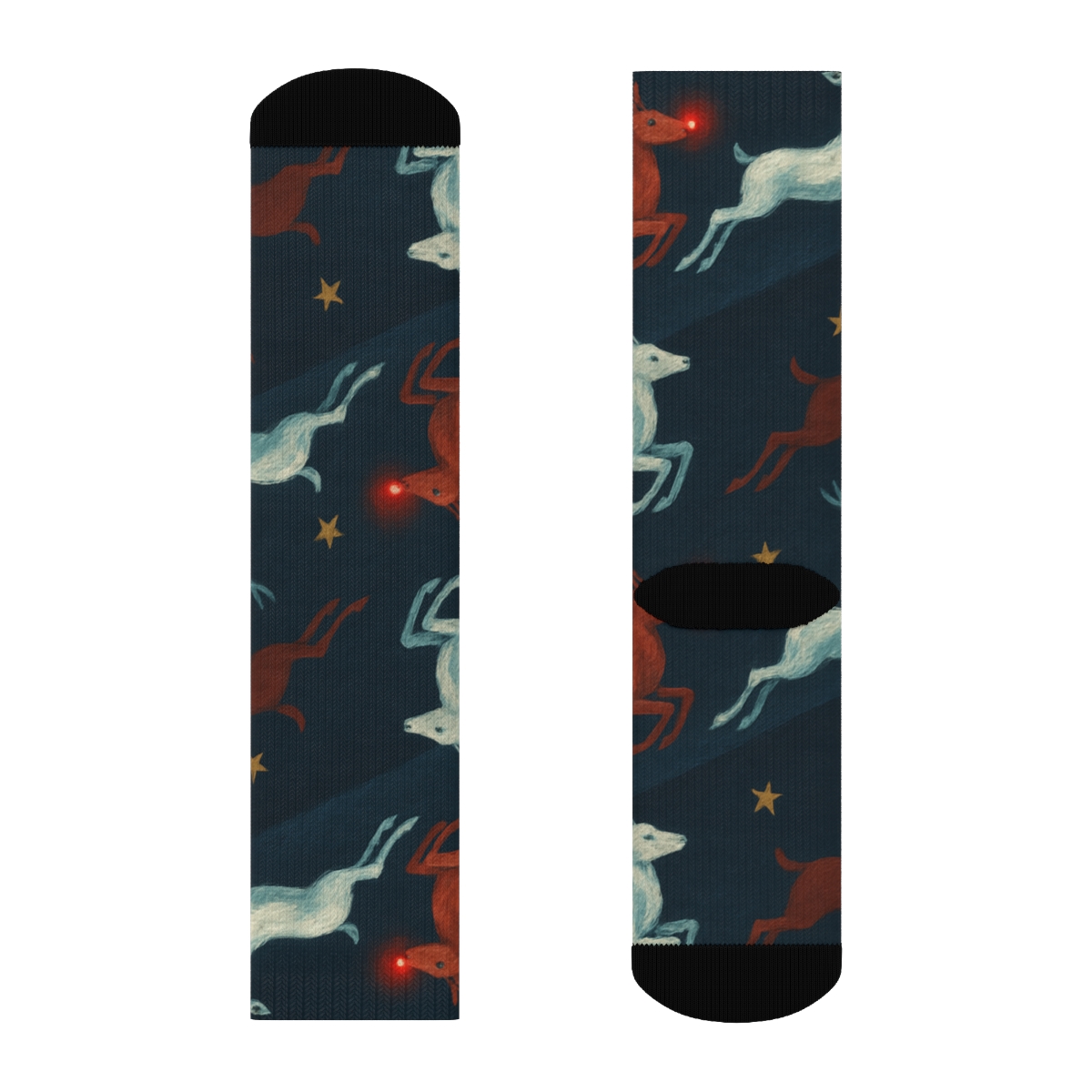 Prancing Reindeer Wave With Rudolph comfortable cotton crew socks