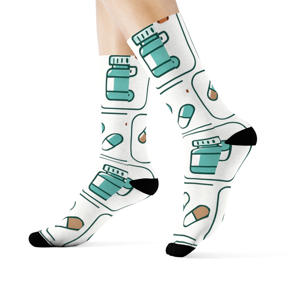 Prescription Label Grid With Pharmacist Tools premium sports crew socks