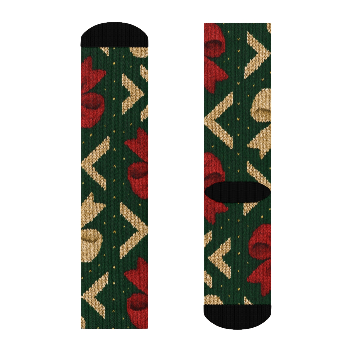 Presents Bow Chevron On Midnight Green premium sports crew socks