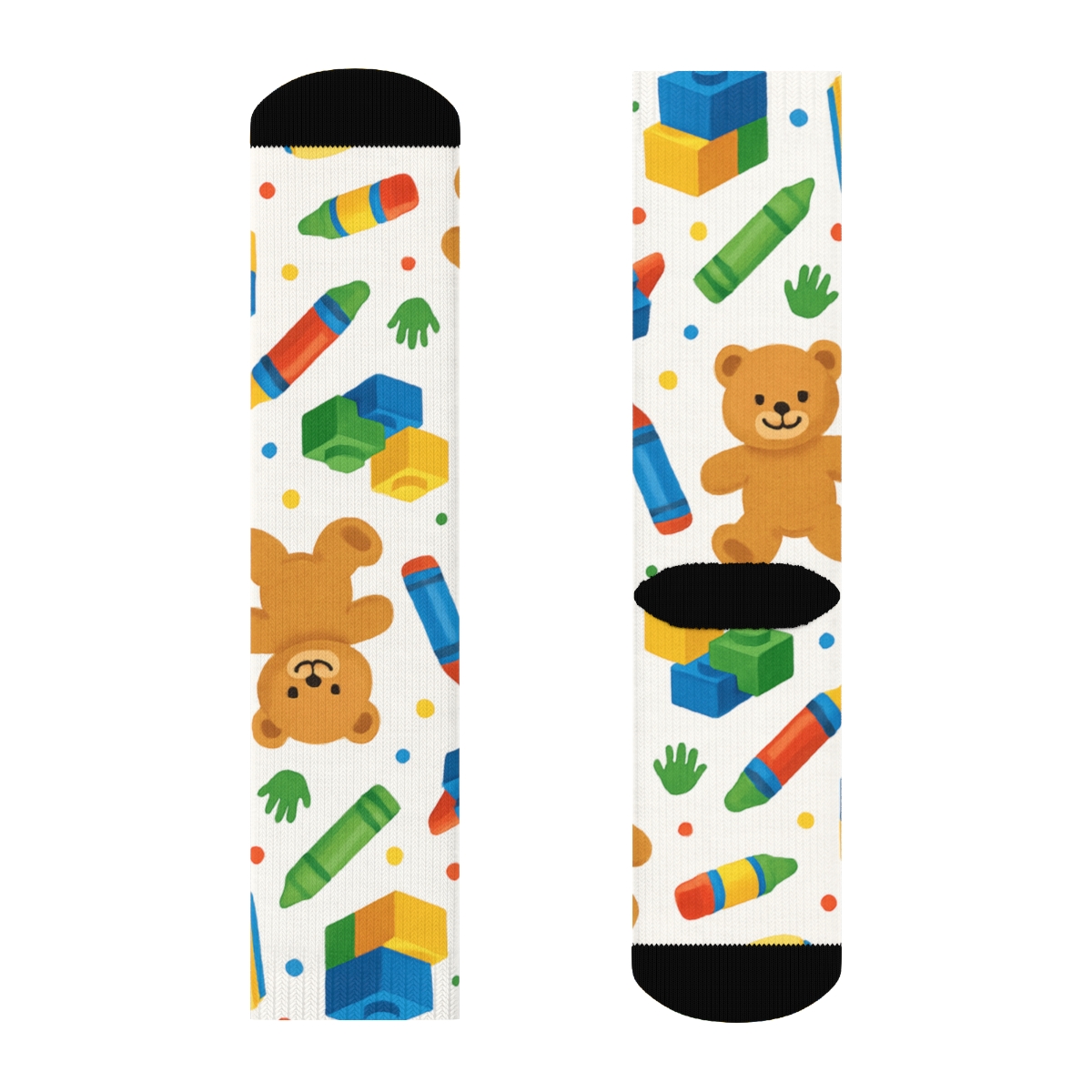 Primary Playtime Collage, Childcare Worker Edition unique graphic crew socks