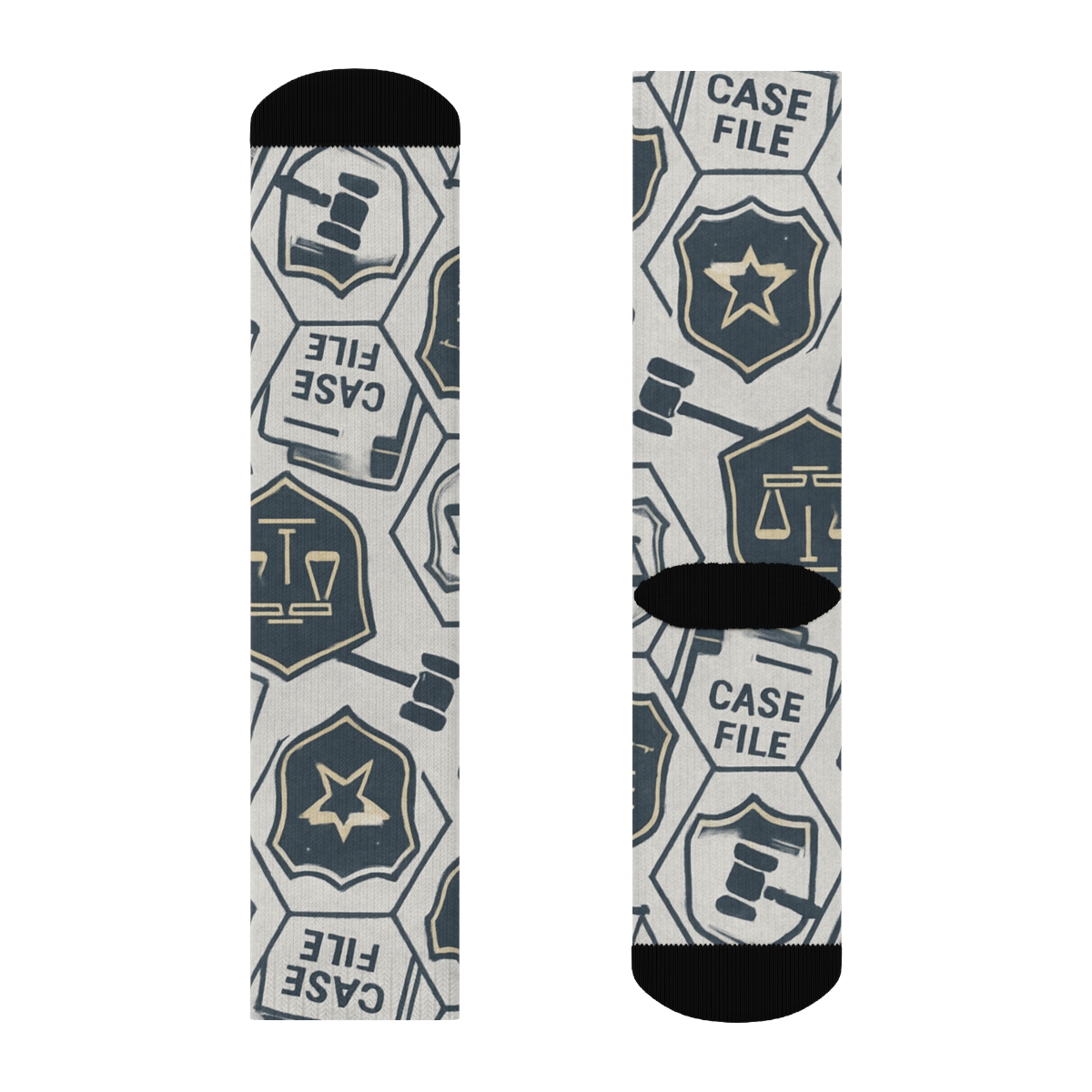 Probation Officer Badge And Case File Tessellation comfortable cotton crew socks