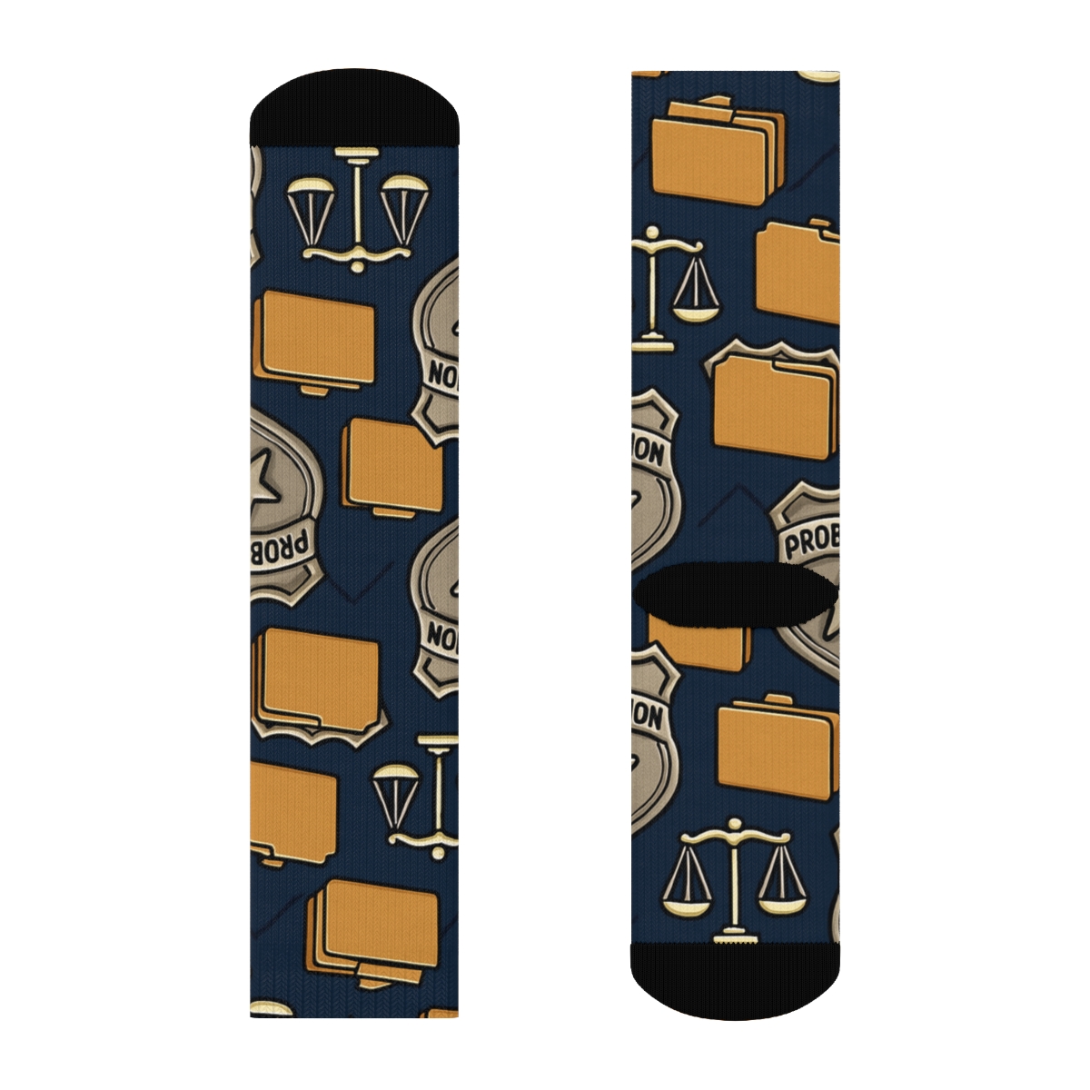 Probation Officer Badge Rhythm On Deep Blue comfortable cotton crew socks