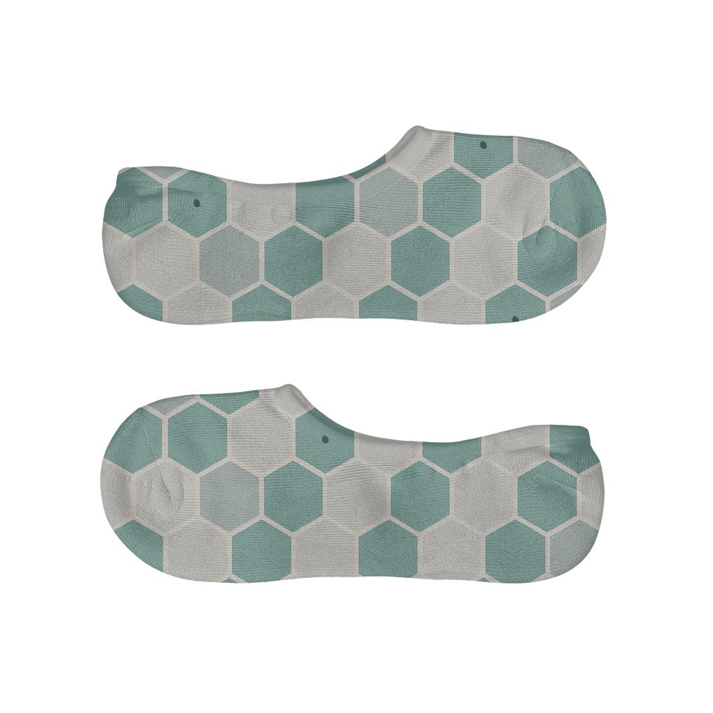 Shifted Micro Hex Rhythm soft cotton no-show socks