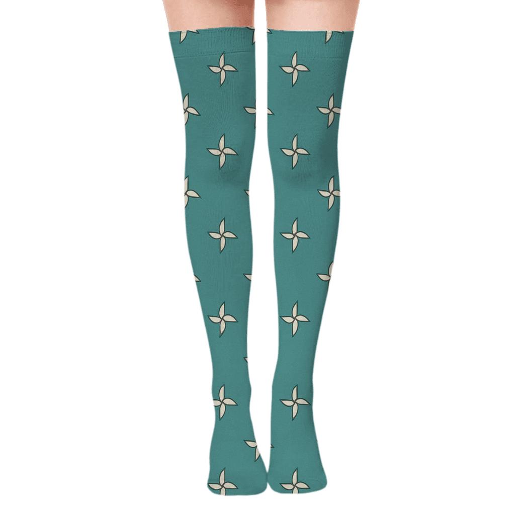 Micro Pinwheel Grid trendy patterned over-the-knee socks