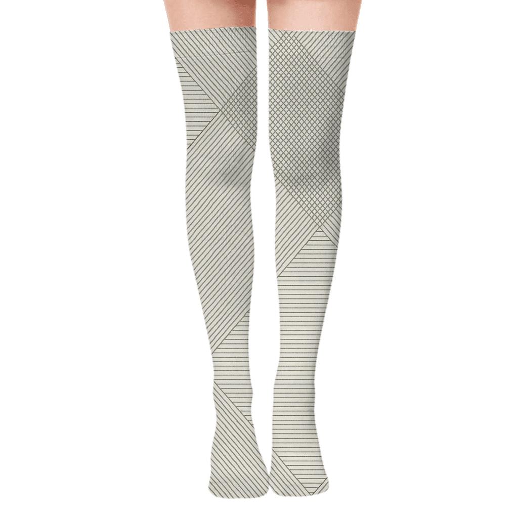 Quiet Moire Bands premium cozy over-the-knee socks