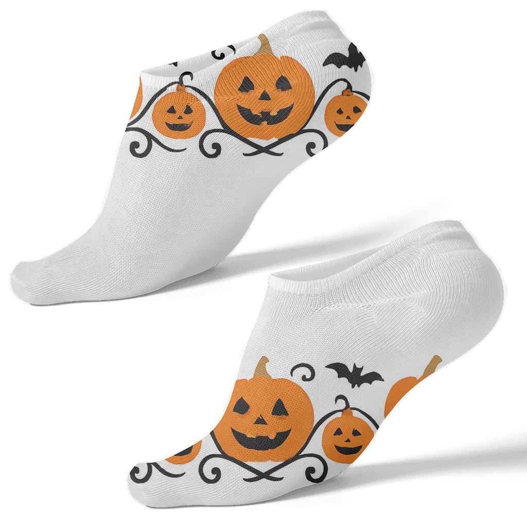 Jack O Lantern Border Repeat On White Background comfortable cotton ankle socks