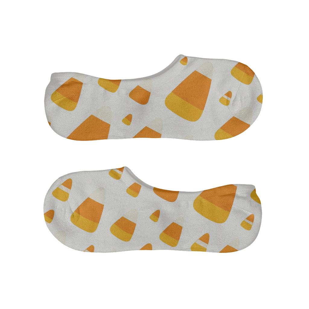 Orange Candy Corn Diagonal Stripe On White Background breathable seamless no-show sockscustom no-show socks