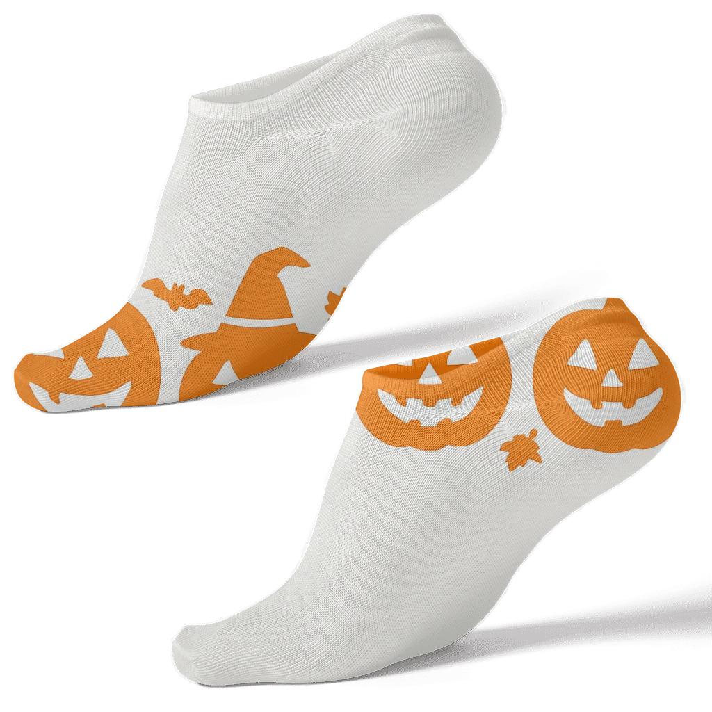 Jack O Lantern Border On White Background trendy patterned ankle socks