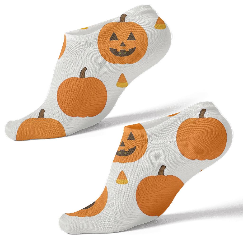 Jack O Lantern Grid On White Background unique graphic ankle socks