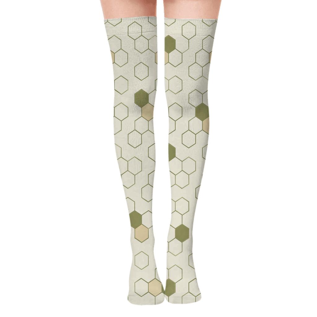 Tiny Hex Scatter premium cozy over-the-knee socks
