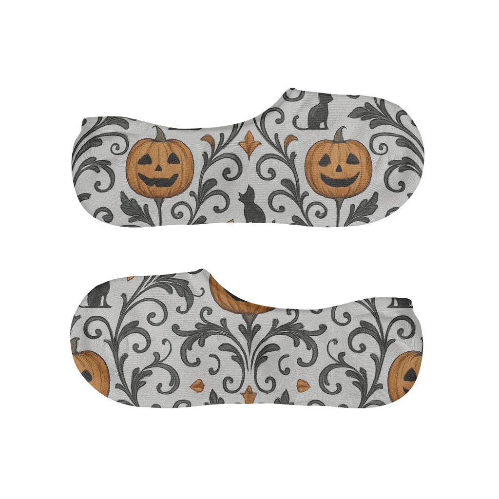 Jack O Lantern Damask Border On White Background comfortable invisible socks