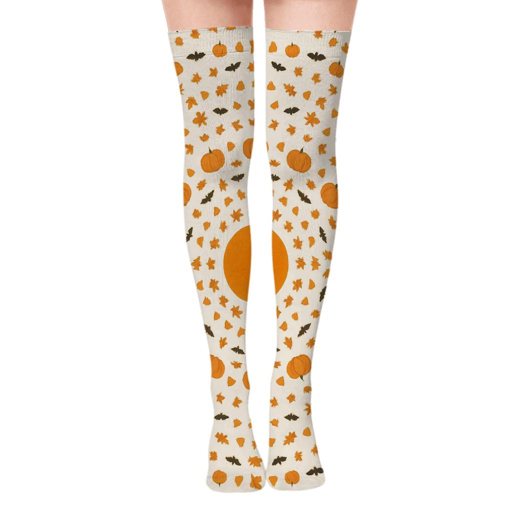 Autumn Moon Radial Medallion On White Background stylish fashion over-the-knee socks